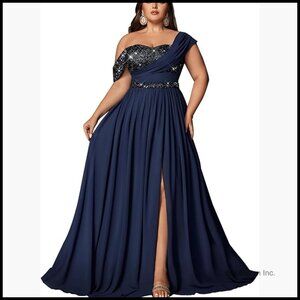 Sequin Chiffon Plus Size Maxi Dress Formal Evening Gown